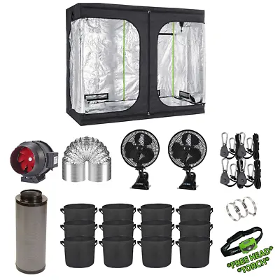 Hydroponics Grow Tent Kit 2.4x1.x2M Mixed Flow Grow Room Extraction Kit • £340