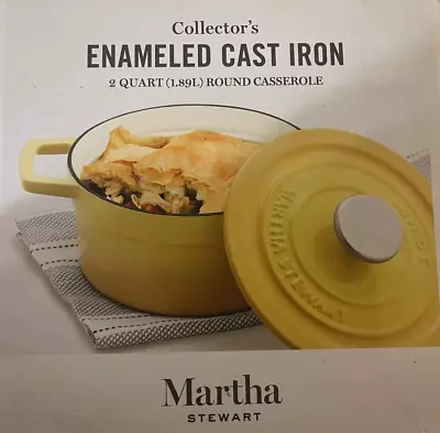 Martha Stewart Enameled Cast Iron 2qt Round Covered Dutch Oven Lemon Yellow Rare • $64.56