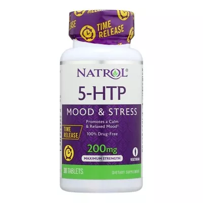 Natrol 5-HTP Time Release Mood Stress 200 Mg Max Strength 30 Tablets 02/2025 • $14