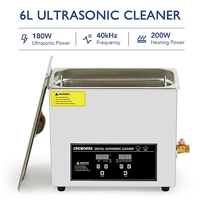 CREWORKS Digital Ultrasonic Cleaner 6L Tank For Jewelry Glasses Auto Parts More • $99.99