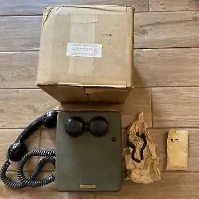 WWll Military Crank Phone Kellogg Switchboard Supply Co: Green Wood NOS Open Box • $399.99