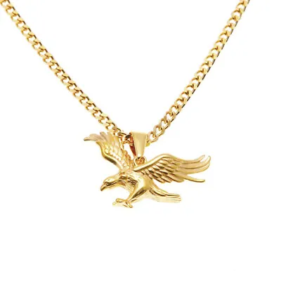 Hip Hop Men Women Stainless Steel Eagle Pendant Necklace Gift Souvenir Jewelry • £3.10