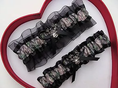 NEW Mossy Oak Camouflage Camo Black Wedding Garter Prom Sexy Hunting Chick Deer • $13.46