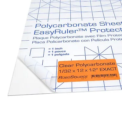 Polycarbonate Plastic Sheet 12  X 12  X 0.030  (1/32 ) Exact With EasyRuler Film • $5.79