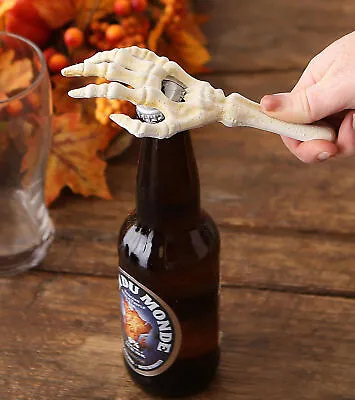 Pack Of 2 Cast Iron Rustic White Bone Skeleton Arm Hand Beer Bottle Cap Opener • $19.99