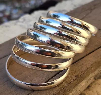 Solid 925 Sterling Silver Thick West Indian Bangle Set Of 7 Bangle For Her V427 • $22.99