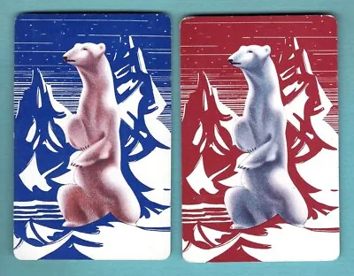 2 Single Swap Playing Cards POLAR BEARS ICEY WATERS NICE ART VINTAGE PAIR MINT • $2.69
