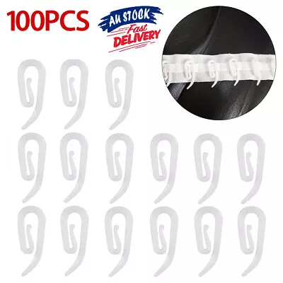 100 X Nylon Curtain Gather Hooks Pleat Lace Pencil Plastic Boat Caravan Campe • $11.96
