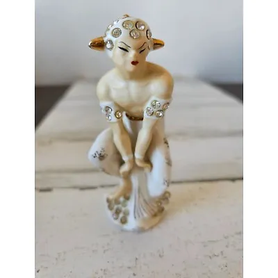 Vintage Faun Satyr Goat Mythical Boy Geisha Rhinestone Figurine Statue Unique • $68.17