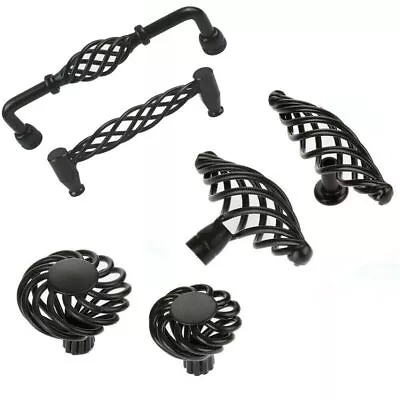 Vintage Black Bird Cage Door Knobs Cupboard Cabinet Kitchen Drawer Pull Handles • £22.48