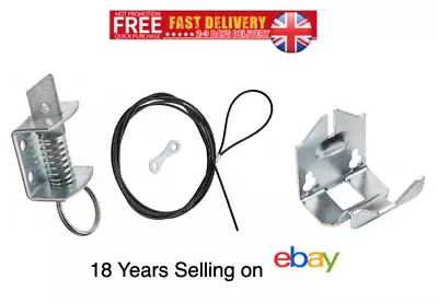 Garage Door Lock TOP LATCH CABLE Universal SPRING SUPPORT BRACKET Repair Kit DIY • £9.95