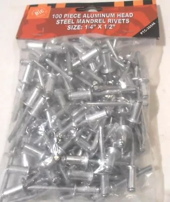 POP RIVET 100 PC. 1/4  Inch X 1/2  Inch ALUMINUM HEAD STEEL MANDREL  POP RIVET • $15.99