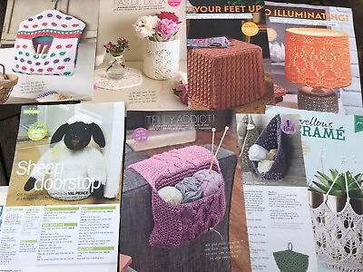 8 Knitting Pattern Home Accessories Lamb Doorstop Peg Bag Baskets Mat Lamp • £3.50