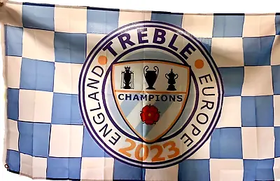 Manchester Flags Treble Winners Flag Banner City Fan Made Gifts • £15.99