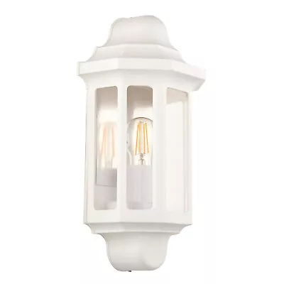 LAP Outdoor Half Lantern Wall Light Matt White IP44 LED • £15.99