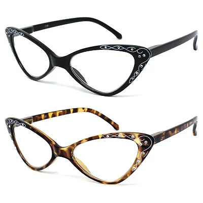 Women Retro Vintage Cat Eye Reading Glasses Readers Spring Hinge +1.25 To +3.50  • $9.24