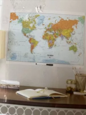 World Map Dry Erase Peel & Stick W/ Marker 17.5 X23.5  Home School Office New • $11.80