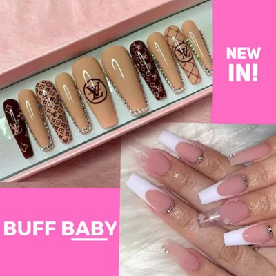 £3.99 • Buy Long Coffin False Press On Style Nails Full Cover Brand Art Diamante 24 Packs