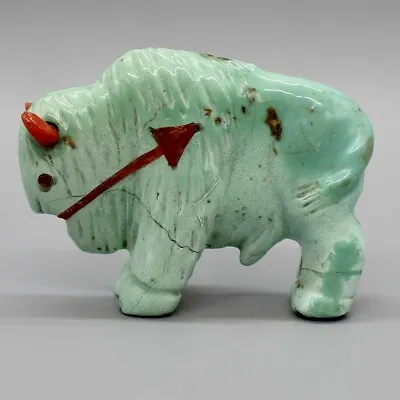 ZUNI FETISH-TURQUOISE & CORAL BUFFALO By ANDRES QUANDELACY-NATIVE AMERICAN • $150