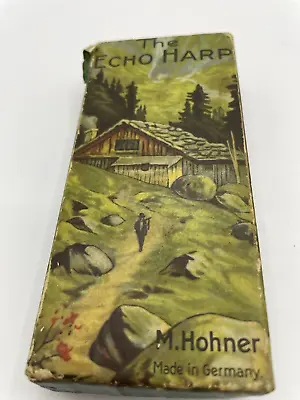 Vintage M. Hohner THE ECHO HARP Harmonica In Original Box Bell Metal Reeds G/C • $29.99
