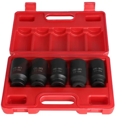 5pcs 1/2'' Deep Spindle Axle Nut Socket Set 12 Point 30mm 32mm 34mm 35mm 36mm • $29.99