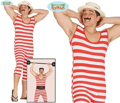 Mens Victorian Old Time Bather Fancy Dress Costume Bathing Strongman Outfit Fg • £17.99