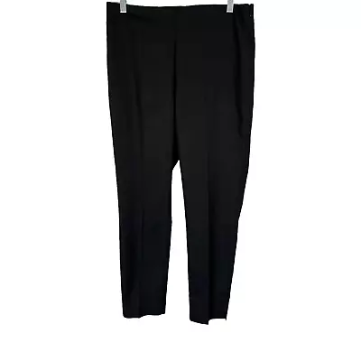 Vince Camuto Women's Cotton Double-weave Vented Cuff Pants Rich Black Size 10 • $25