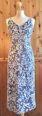 £27.99 • Buy Charlotte Halton Midi Dress 12 38 Vtg 90s Cottagecore Blue Grey Devore Modest