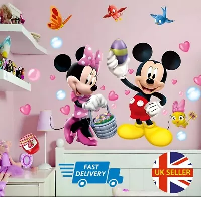 Wall Sticker Minnie Mickey Mouse Nursery Playroom Bedroom Furniture Decor Kids  • £15.99