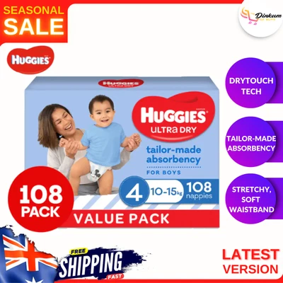 $73.70 • Buy Huggies Ultra Dry Size 4 10-15kg Boys' Nappies 108pk