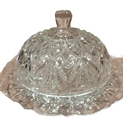 Anchor Hocking Pineapple Design Clear Depression Glass Butter/Cheese Keeper Atq • $24.98