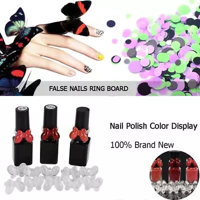 50pcs/set Butterfly Nail Polish Display False Nails Ring Tool (Transparent) • £5.27