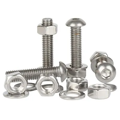 £6.05 • Buy M5 M6 M8 M10 Button Head Allen Bolt Hex Screws Nuts Washers A2 Stainless Steel