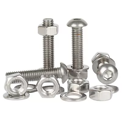 £6.05 • Buy M5 M6 M8 M10 Button Head Allen Bolt Hex Screws Nuts Washers A2 Stainless Steel