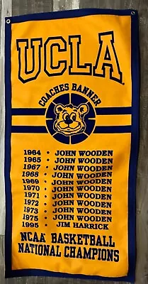 UCLA Bruins John Wooden NCAA Basketball National Championship Banner  • $39.99