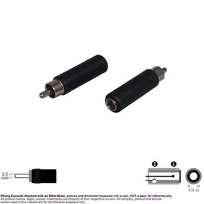 Adapter Audio 0.25  1/4 Quarter Inch Mono Female Jack RCA Male Plug • $2.80