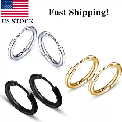 Men's Stainless Steel Small Hoop Earrings Ear Cartilage Lip Piercing Nose Hoop • $5.99