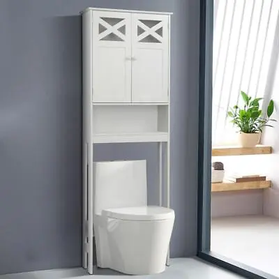 Over The Toilet Space Saver Cabinet Storage With Tower Rack Shelf White • $71.99