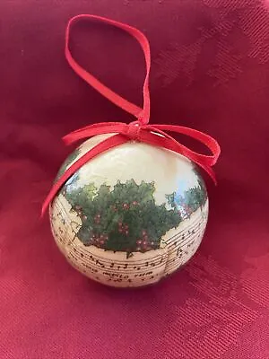 Vintage Midwest Importers Decoupage Music Sheet & Holly Christmas Ornament • $6.99