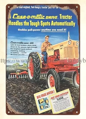 1959 Case-o-matic Drive Tractor Barnyard Country Plaque Metal Tin Sign Classic S • $18.89