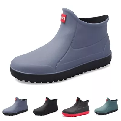 Men Wellington Waterproof Kitchen Shoes Mens Round Toe Ankle Wellies Rain Boots • $38.69