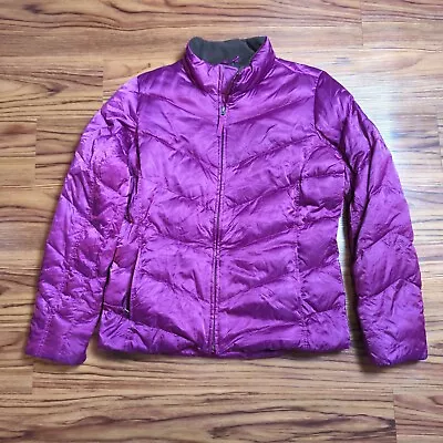 Eddie Bauer Down Puffer Jacket Women's Size Large Tall Purple Insulated Coat LT • $31.49