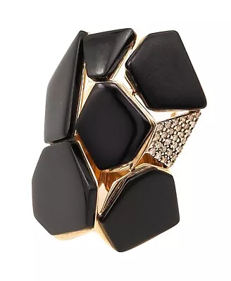 H. Stern 1980 Diane Von Furstenberg Geometric Ring In 18Kt Gold Diamonds & Onyx • $12985