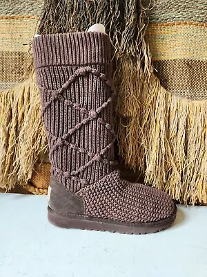 UGG Australia Argyle Classic Cardy Sweater Boots  Genuine Sheepskin Size 7 • $54.99