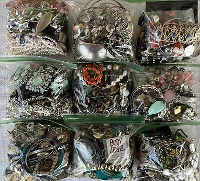 Craft Junk Jewelry Lot Broken Loose Beads Pieces Craft Art Scrapbook Repair 1 Lb • $10