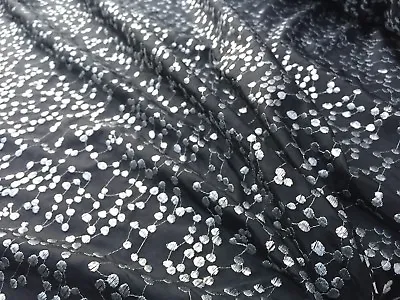 Embroidered Polyester Taffeta 'Twinkle' (per Metre) Cushions Curtains Skirts • £7.99