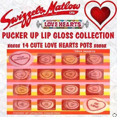 100% Authentic Love Hearts Lip Gloss Gift Set Pucker Up Collection • £8.99
