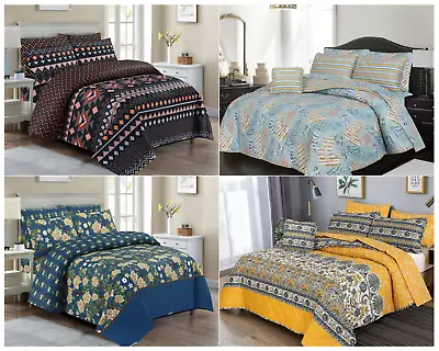 $39.99 • Buy 1000 TC Cotton Printed Flat/Fitted Bedsheet Set 2xPillowcase☀️Duble☀️Queen☀️king