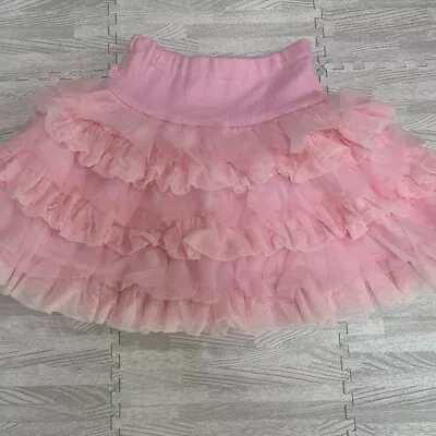 Mezzo Piano Elastic Waist Skirt Size 130 Pink Heart 4 Tier Ruffles Adjuster • $59
