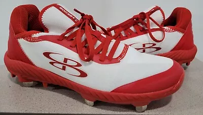 Boombah Baseball Softball Metal Cleats White Red Men's Size 9 - Women's 10.5 • $35